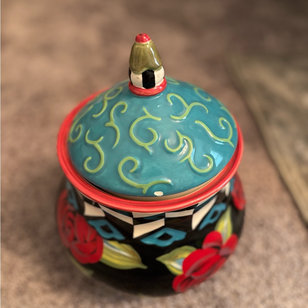Colorful Ceramic Jar with Floral Design - Picture 3 of 6